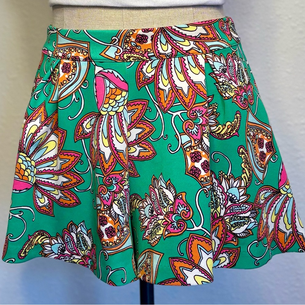 Women’s Gianni Bini Jade Green Floral Print Ruffled Shorts - Sz XS